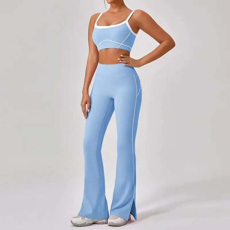 High Waist Flare Split Leggings 2pcs Yoga Suit