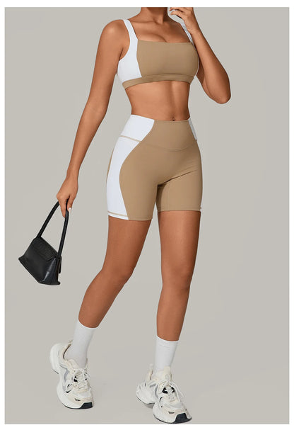 Women's Spliced Sports High Waist Yoga Set