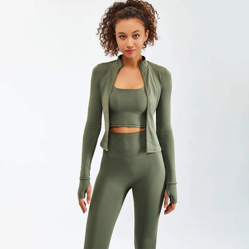 Zipper Long Sleeve Yoga Set