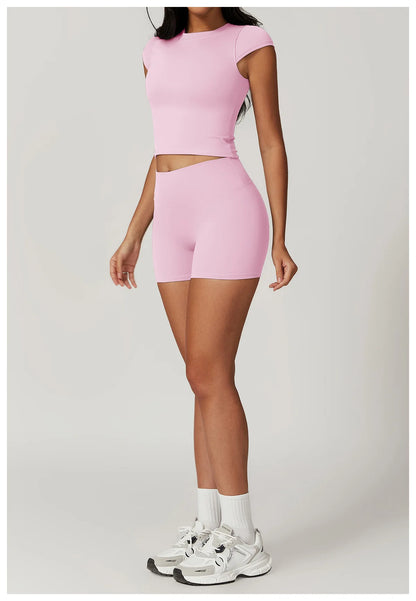 Short Sleeve Female Yoga Short Skirt Tracksuit
