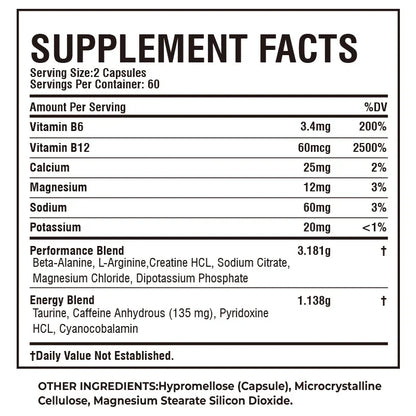 Sport Pre Workout Supplement 120 Capsules