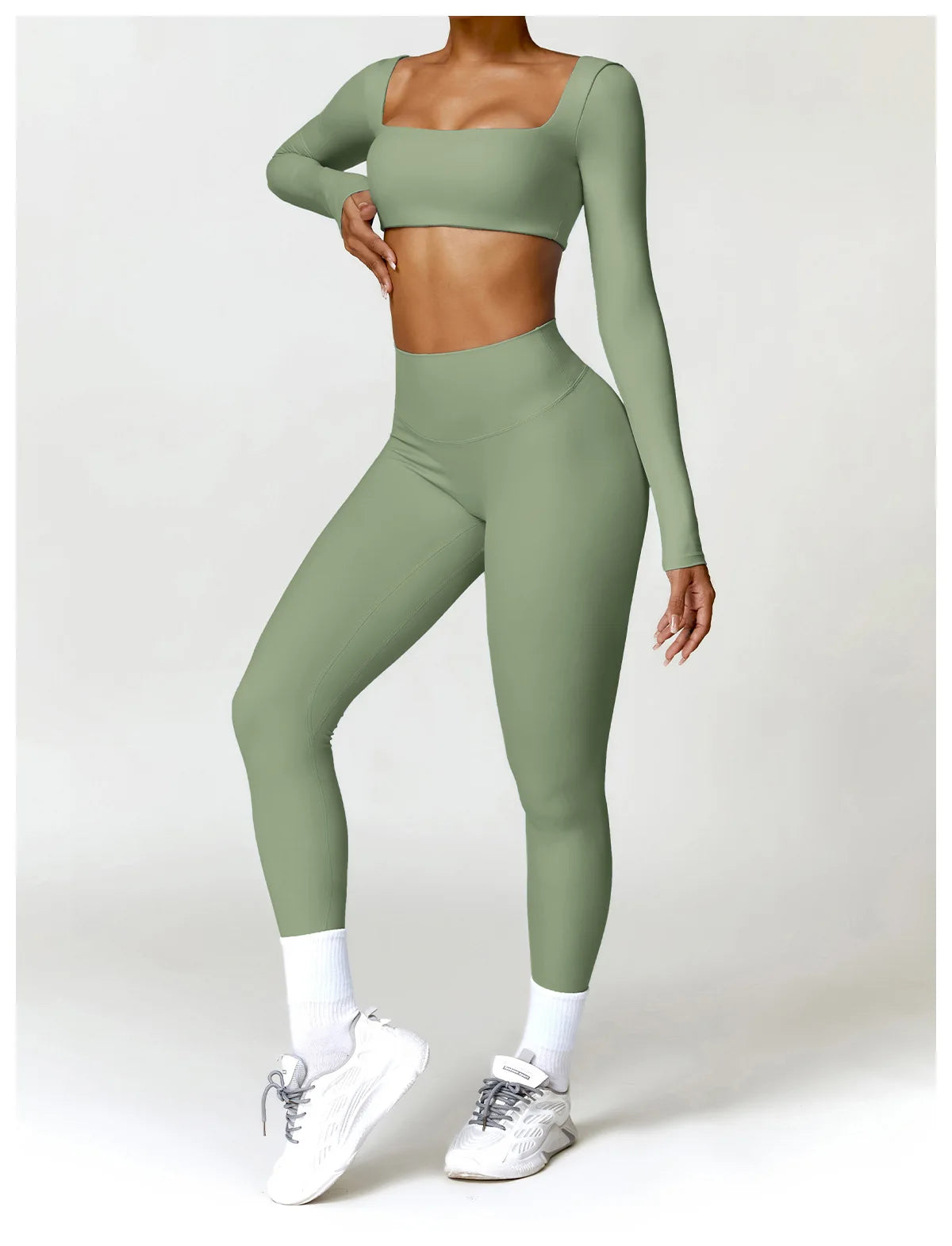 Long Sleeve Crop Top & High-Waist Leggings
