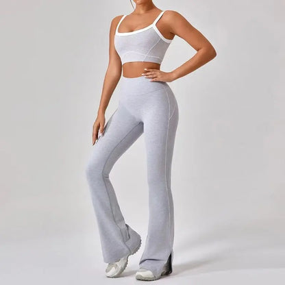High Waist Flare Split Leggings 2pcs Yoga Suit
