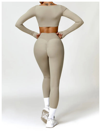 Long Sleeve Crop Top & High-Waist Leggings