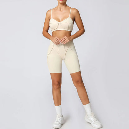 High Waisted Peach Hip Quick Drying Sports Bra Suits