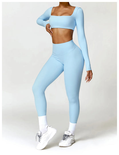 Long Sleeve Crop Top & High-Waist Leggings