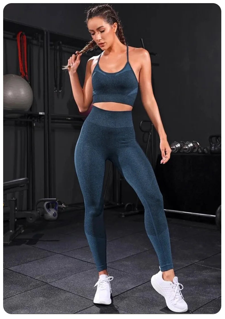 High Waist 2 Pieces Women's Seamless Tracksuit