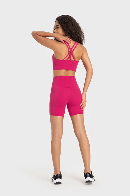 Push-Up Sports Bra High Waist Yoga Shorts Set