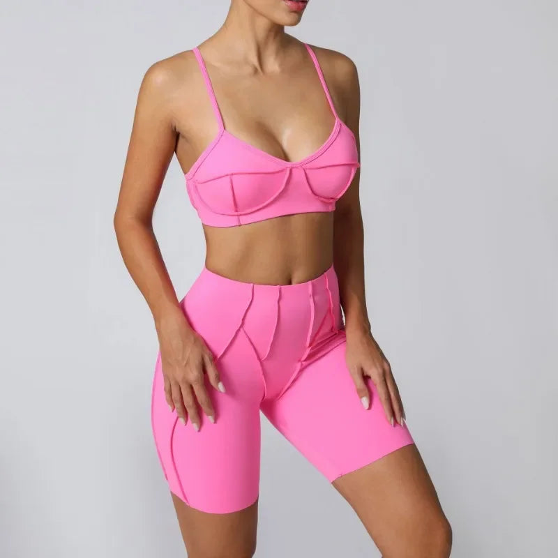 High Waisted Peach Hip Quick Drying Sports Bra Suits