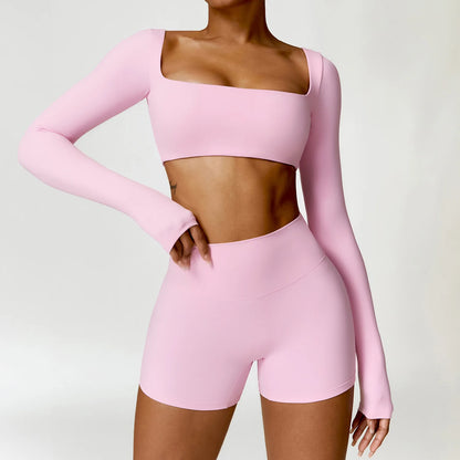 Long Sleeve Crop Top & High-Waist Leggings