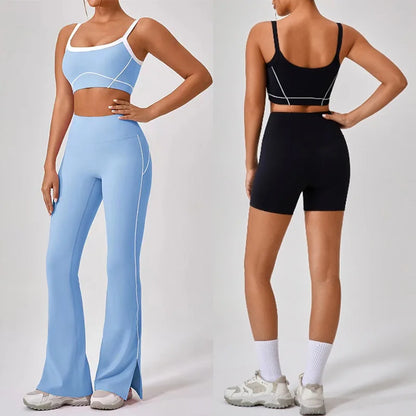 High Waist Flare Split Leggings 2pcs Yoga Suit