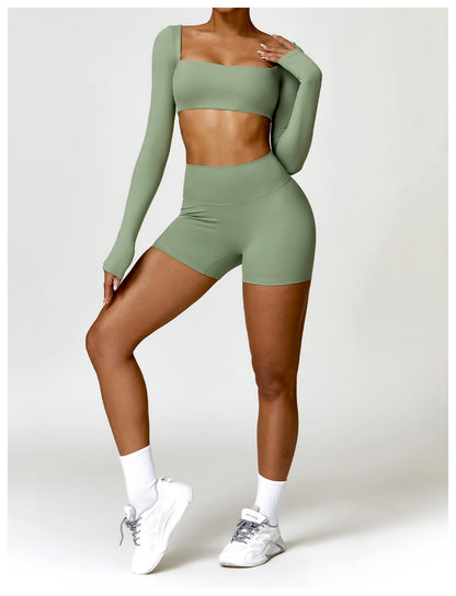 Long Sleeve Crop Top & High-Waist Leggings