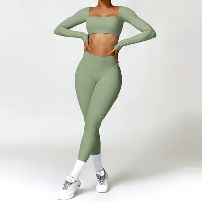 Long Sleeve Crop Top & High-Waist Leggings