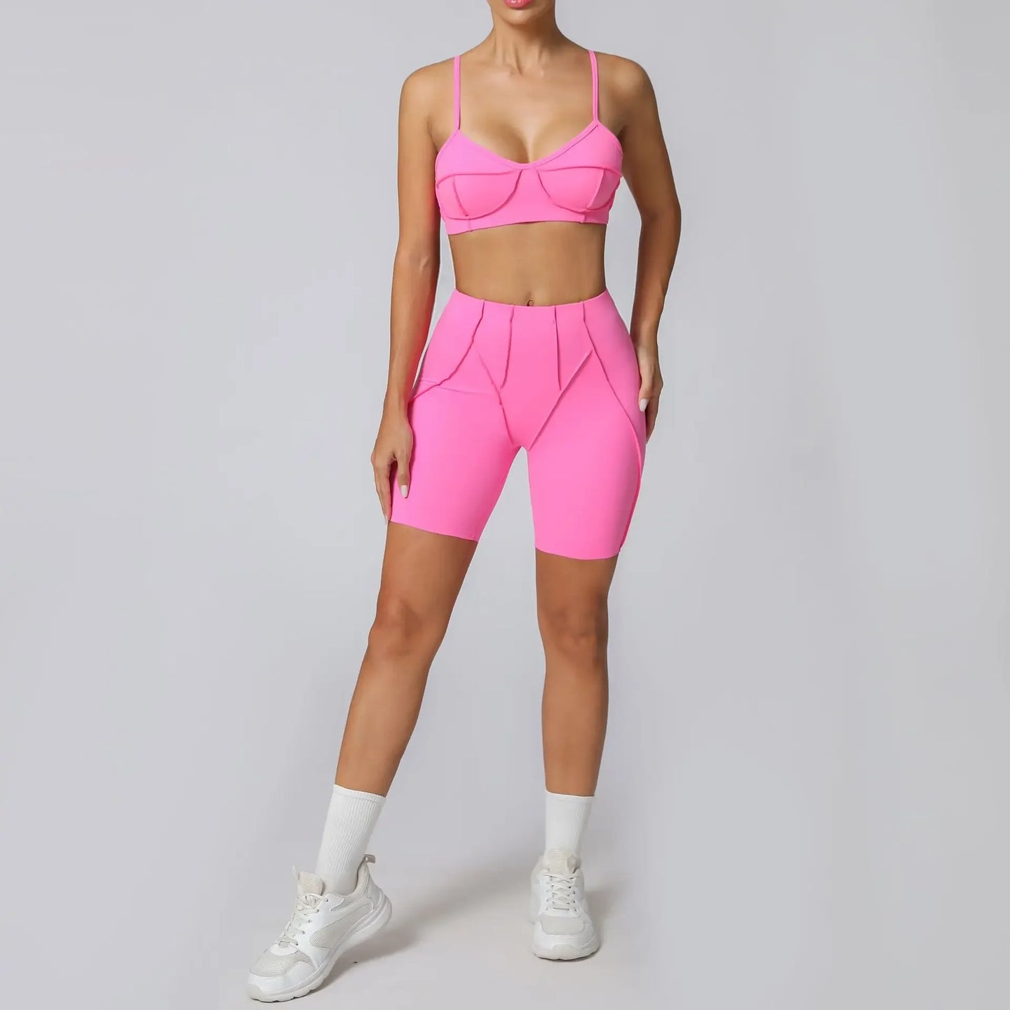 High Waisted Peach Hip Quick Drying Sports Bra Suits