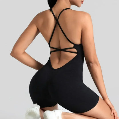 One Piece Cross Adjustable Sexy Fitness Jumpsuit