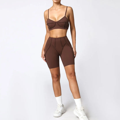 High Waisted Peach Hip Quick Drying Sports Bra Suits