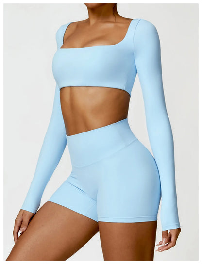 Long Sleeve Crop Top & High-Waist Leggings
