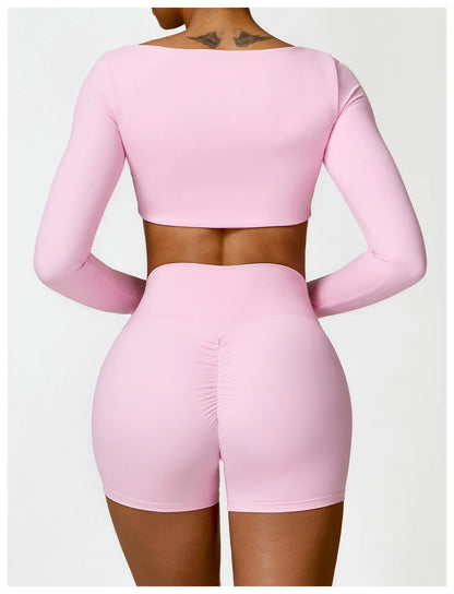 Long Sleeve Crop Top & High-Waist Leggings