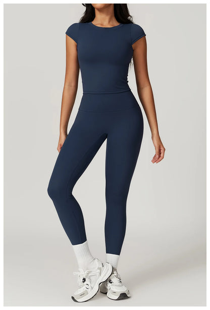 Short Sleeve Female Yoga Short Skirt Tracksuit