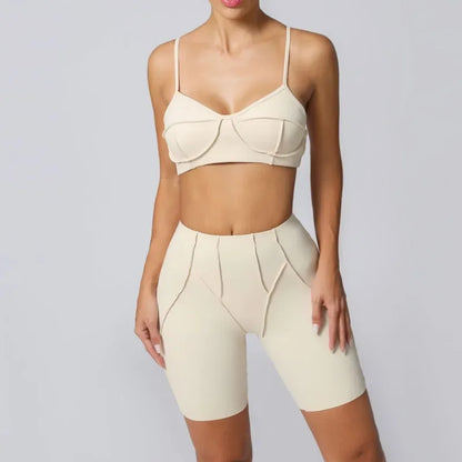 High Waisted Peach Hip Quick Drying Sports Bra Suits