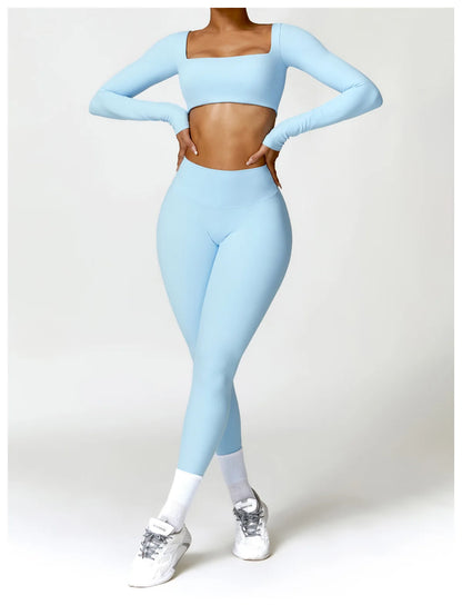 Long Sleeve Crop Top & High-Waist Leggings