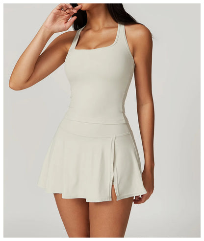 Short Sleeve Female Yoga Short Skirt Tracksuit