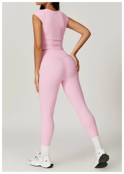 Short Sleeve Female Yoga Short Skirt Tracksuit