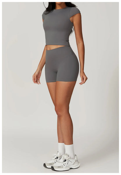 Short Sleeve Female Yoga Short Skirt Tracksuit