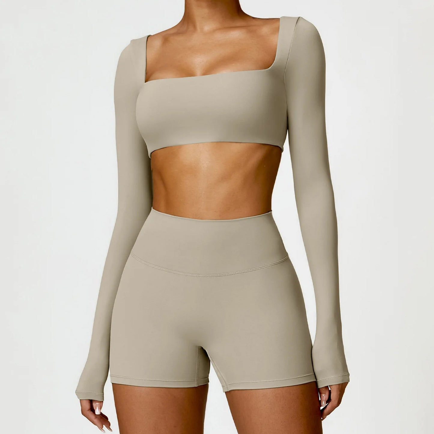 Long Sleeve Crop Top & High-Waist Leggings