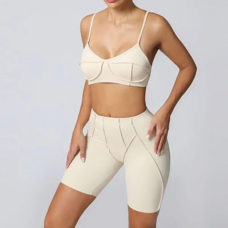 High Waisted Peach Hip Quick Drying Sports Bra Suits