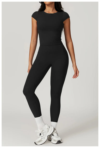 Short Sleeve Female Yoga Short Skirt Tracksuit
