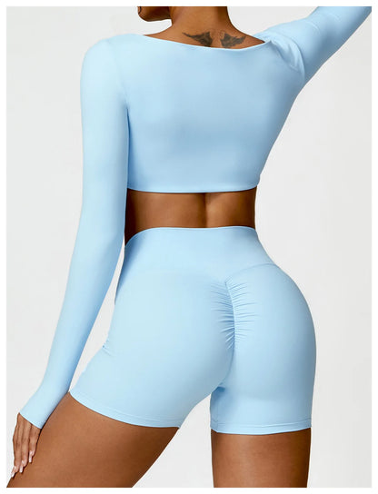 Long Sleeve Crop Top & High-Waist Leggings