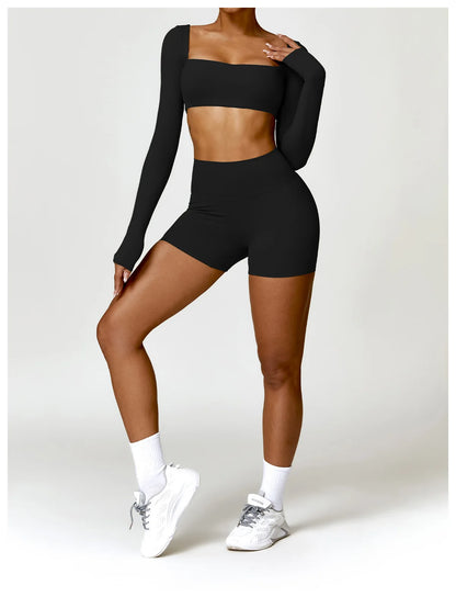 Long Sleeve Crop Top & High-Waist Leggings