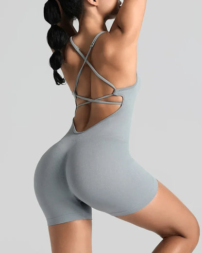 One Piece Cross Adjustable Sexy Fitness Jumpsuit