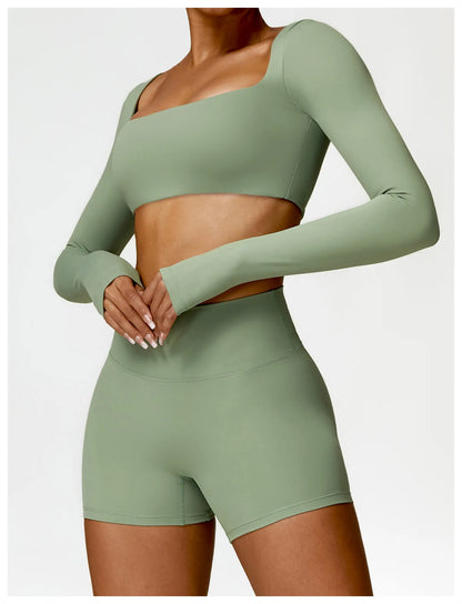 Long Sleeve Crop Top & High-Waist Leggings