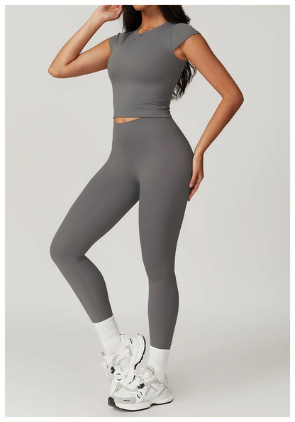 Short Sleeve Female Yoga Short Skirt Tracksuit