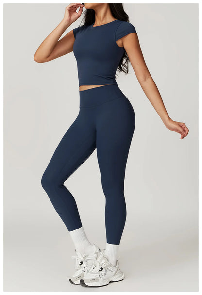 Short Sleeve Female Yoga Short Skirt Tracksuit