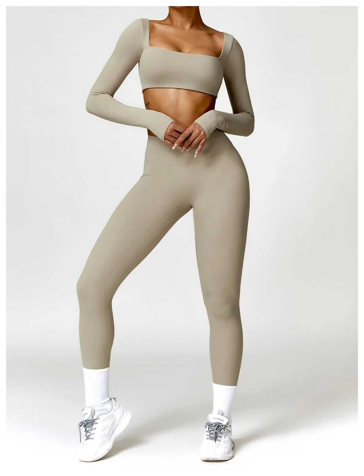Long Sleeve Crop Top & High-Waist Leggings