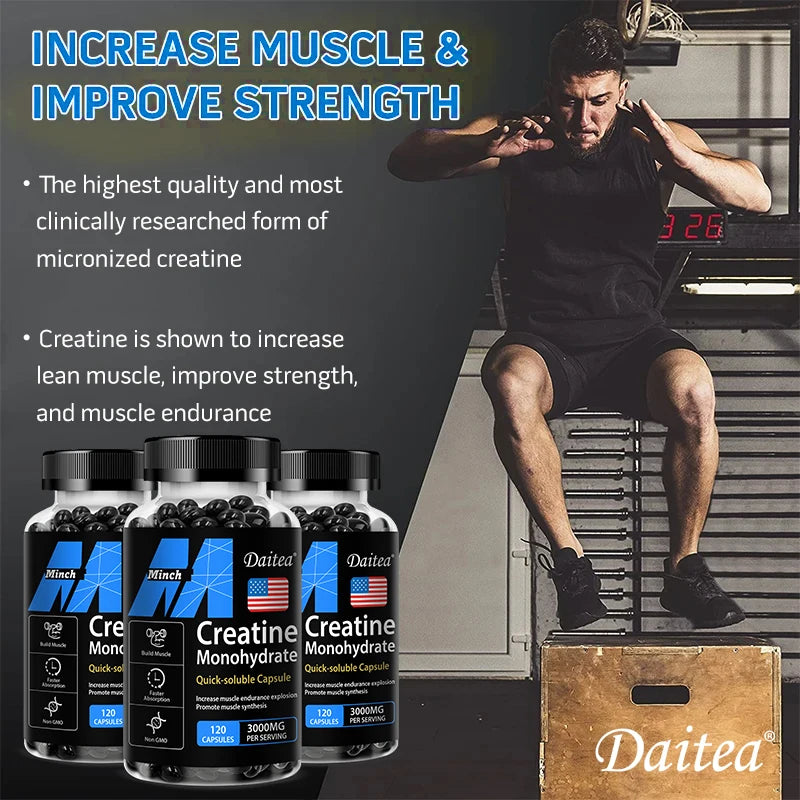 Creatine Monohydrate 3000mg Capsules for Fitness