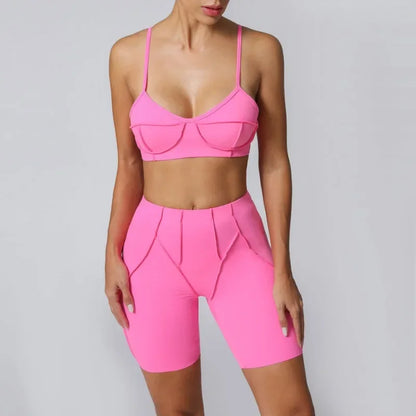 High Waisted Peach Hip Quick Drying Sports Bra Suits
