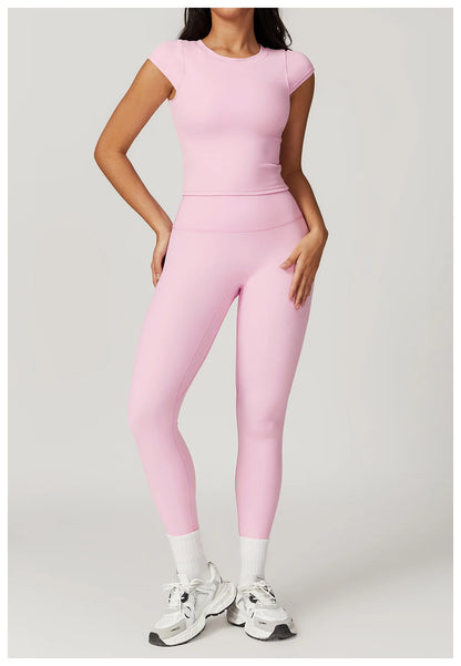 Short Sleeve Female Yoga Short Skirt Tracksuit