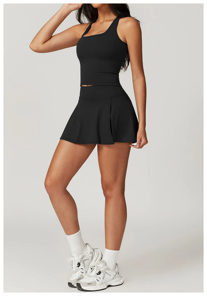 Short Sleeve Female Yoga Short Skirt Tracksuit