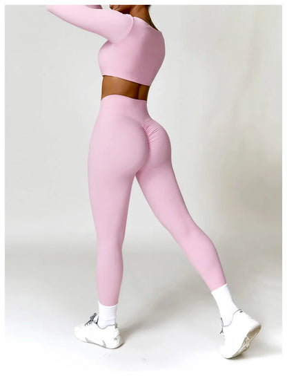 Long Sleeve Crop Top & High-Waist Leggings
