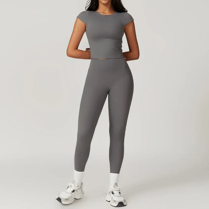 Short Sleeve Female Yoga Short Skirt Tracksuit