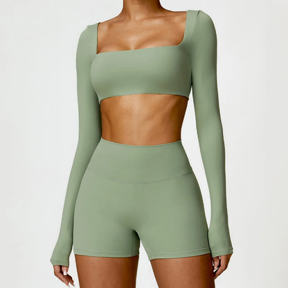 Long Sleeve Crop Top & High-Waist Leggings