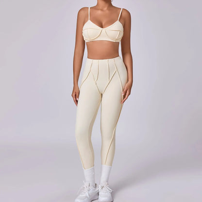 High Waisted Peach Hip Quick Drying Sports Bra Suits