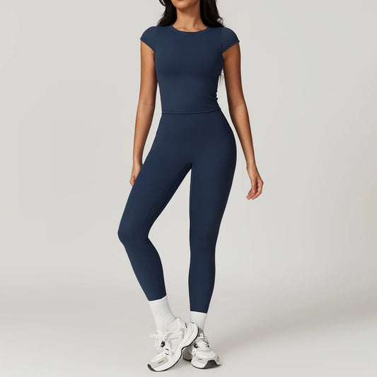 Short Sleeve Female Yoga Short Skirt Tracksuit