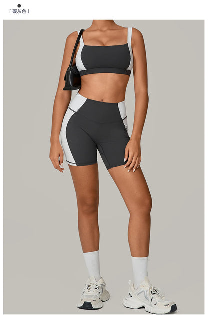 Women's Spliced Sports High Waist Yoga Set