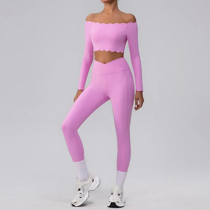 Lace Single Shoulder Yoga Bra Pants Set
