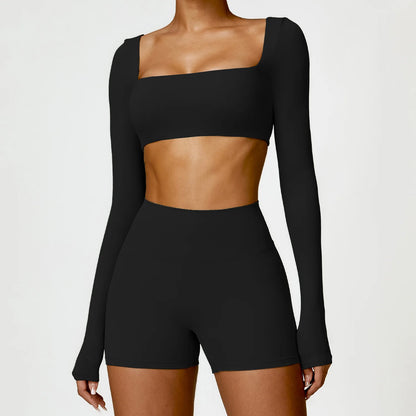 Long Sleeve Crop Top & High-Waist Leggings